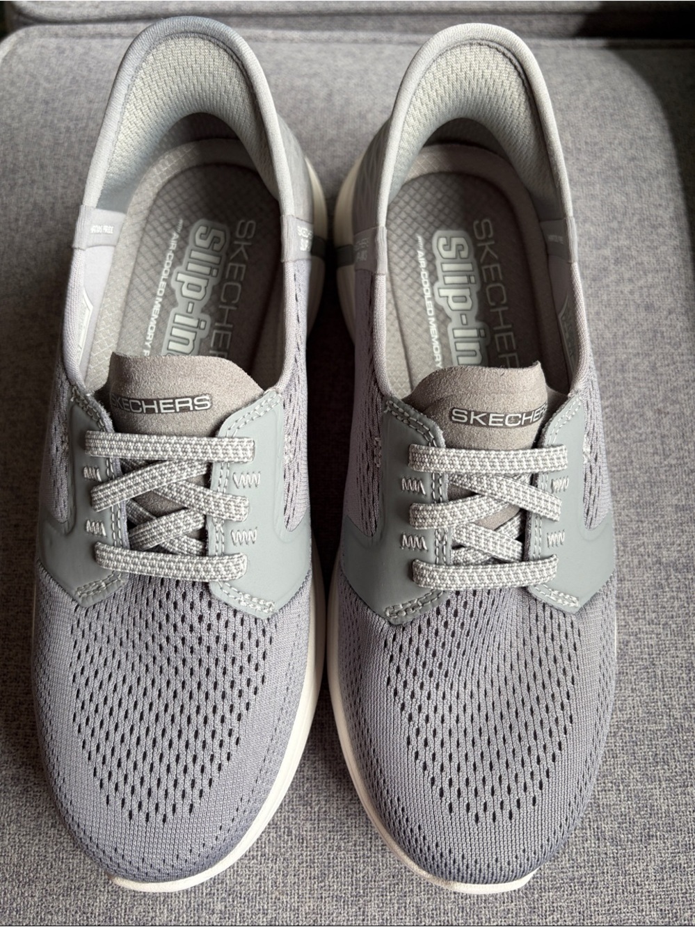 Skechers Women's Light Gray Slip-In Knit Sneakers